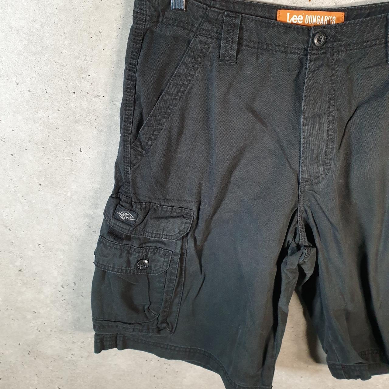 Vintage Lee Chino Shorts Jorts Cargo Mens W33 Black Baggy Cotton