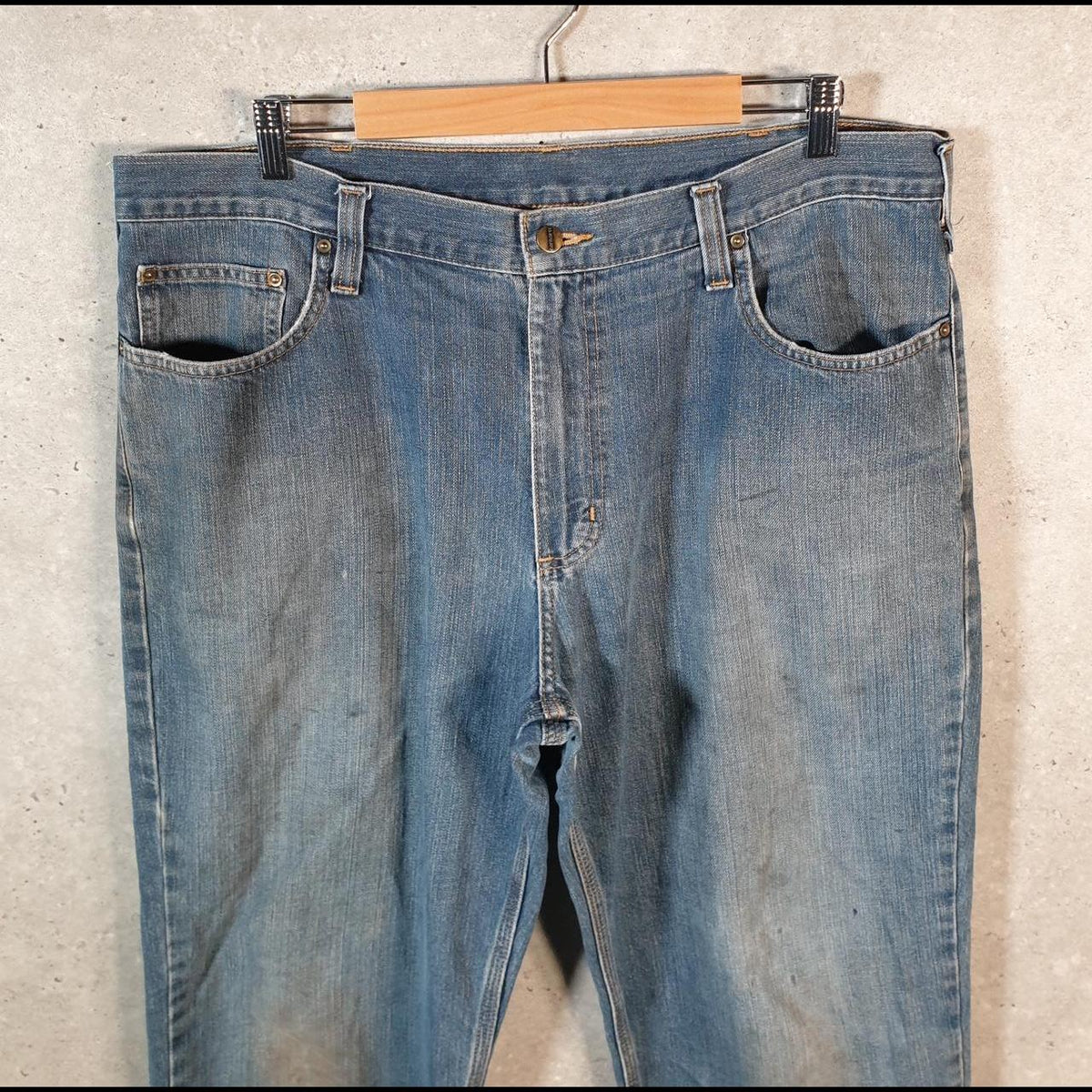 Vintage Carhartt Workwear Carpenter Jeans Mens W38 L32 Blue Denim Relaxed Fit USA