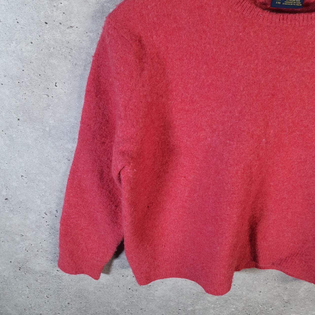 Vintage Ralph Lauren Polo Wool Knit Sweatshirt Womens Medium Pink Pony