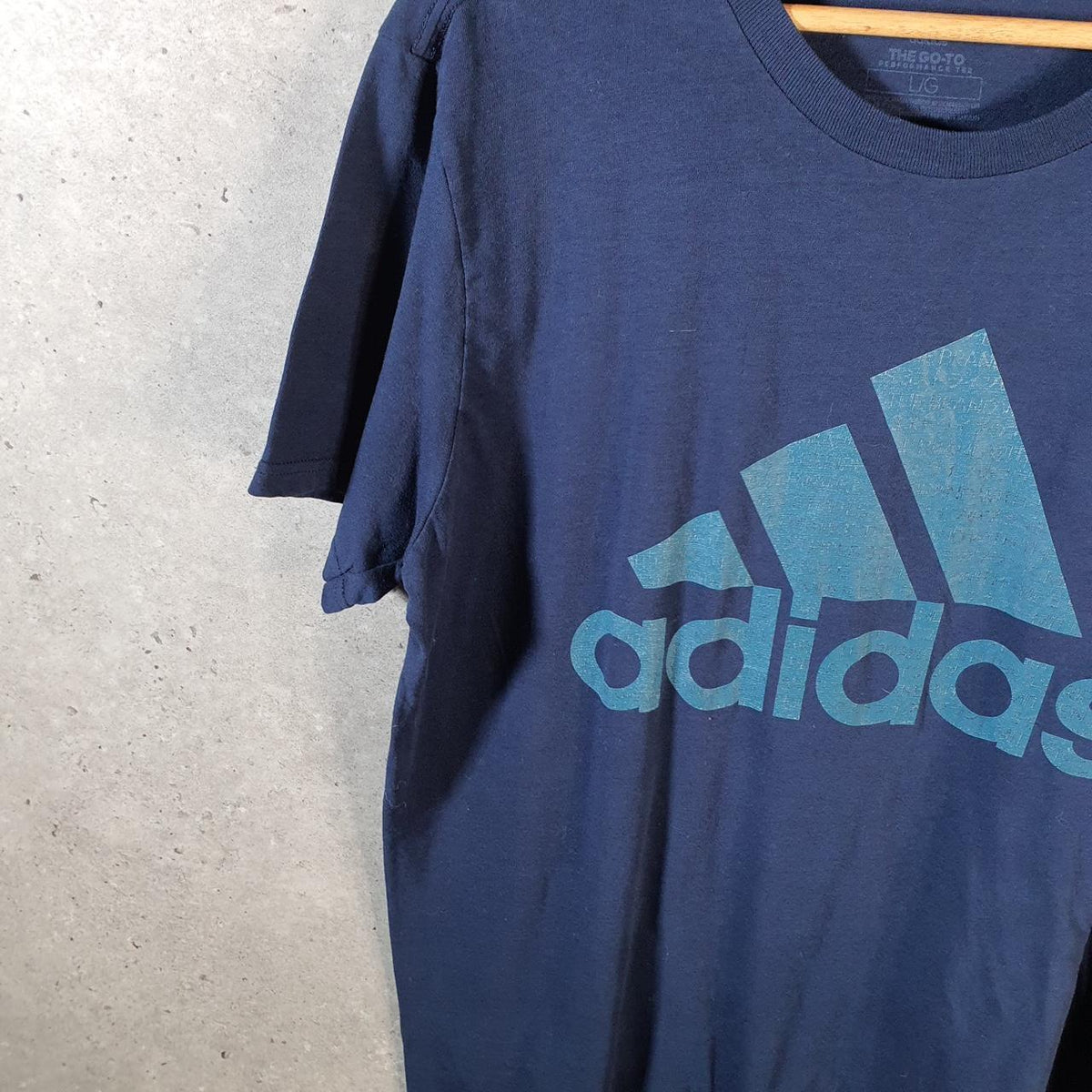 Vintage Adidas Go Tee Performance T Shirt Shirt Men’s Large Navy Blue Three Stripes Logo Athletic