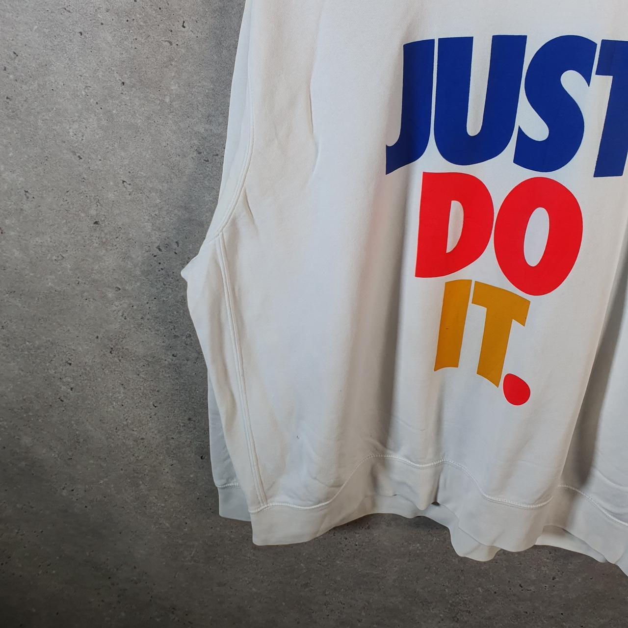 Vintage Nike Just Do It Sweatshirt Mens 2XL White Swoosh Y2K Pullover Logo
