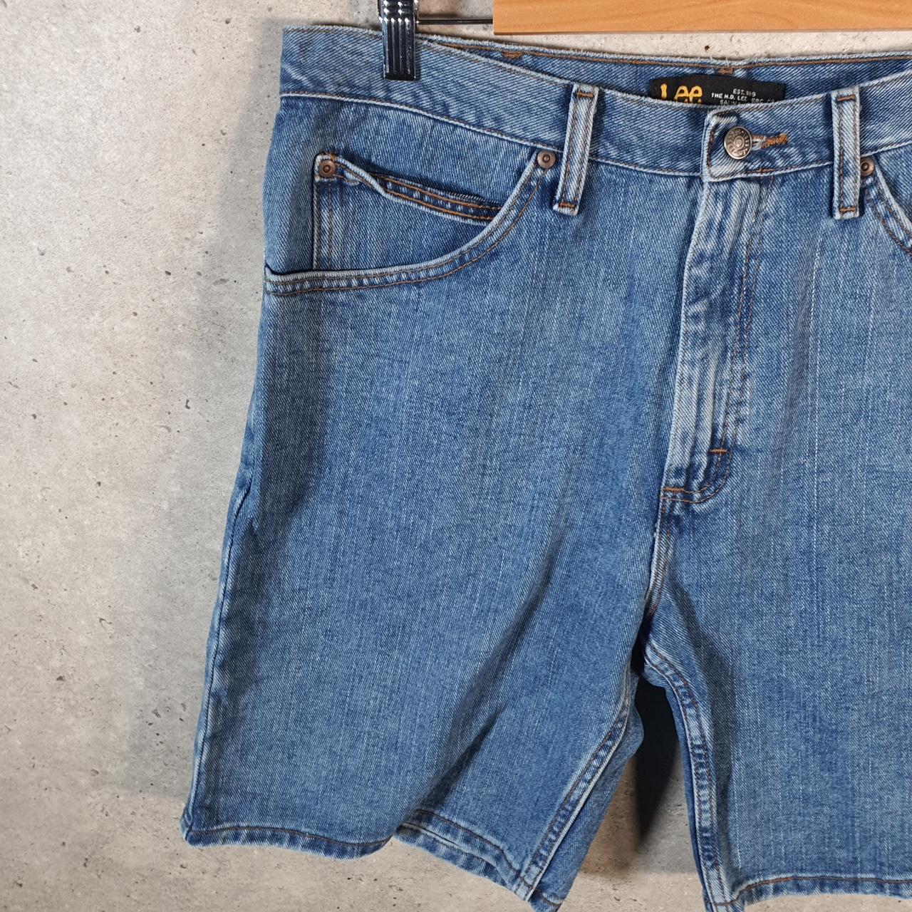 Vintage Lee Baggy Shorts Jorts Cargo Womens W34 Blue Denim Relaxed Cargo