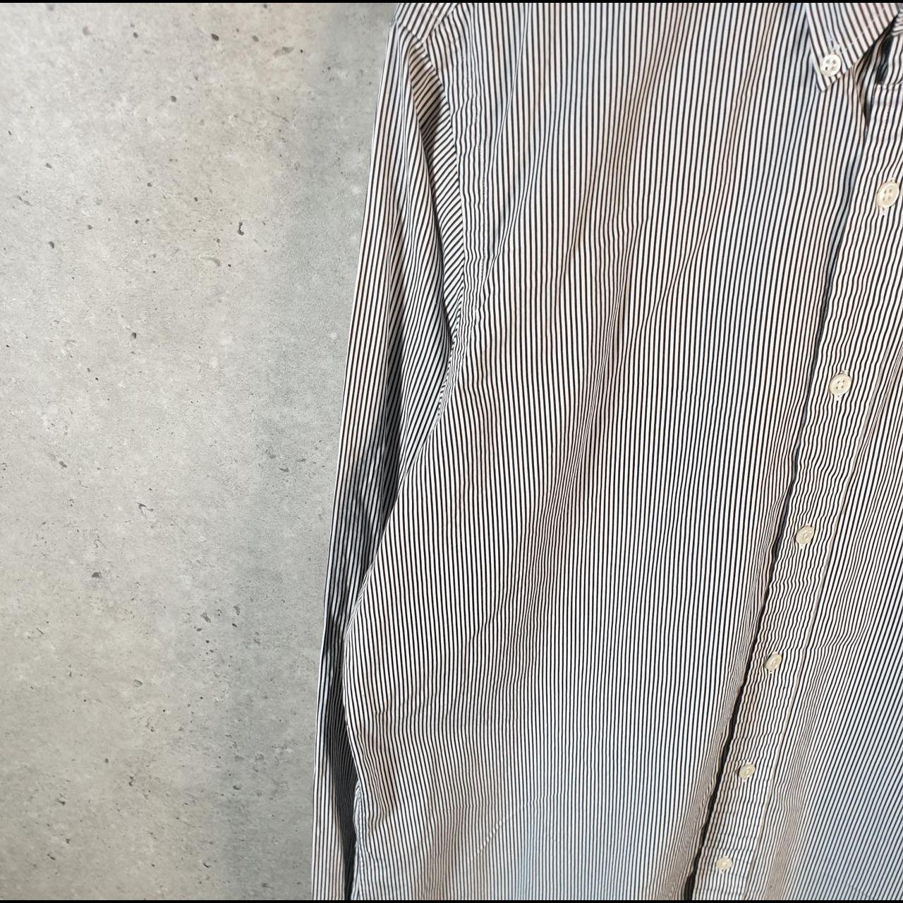 Vintage Ralph Lauren Button Down Shirt Men’s Large Grey Striped Custom Fit Pony