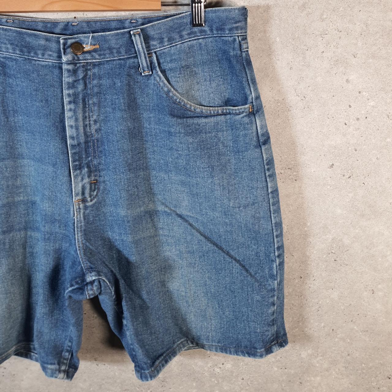 Vintage Wrangler Denim Shorts Jorts Cargo Men’s W38 Relaxed Blue Baggy Cotton