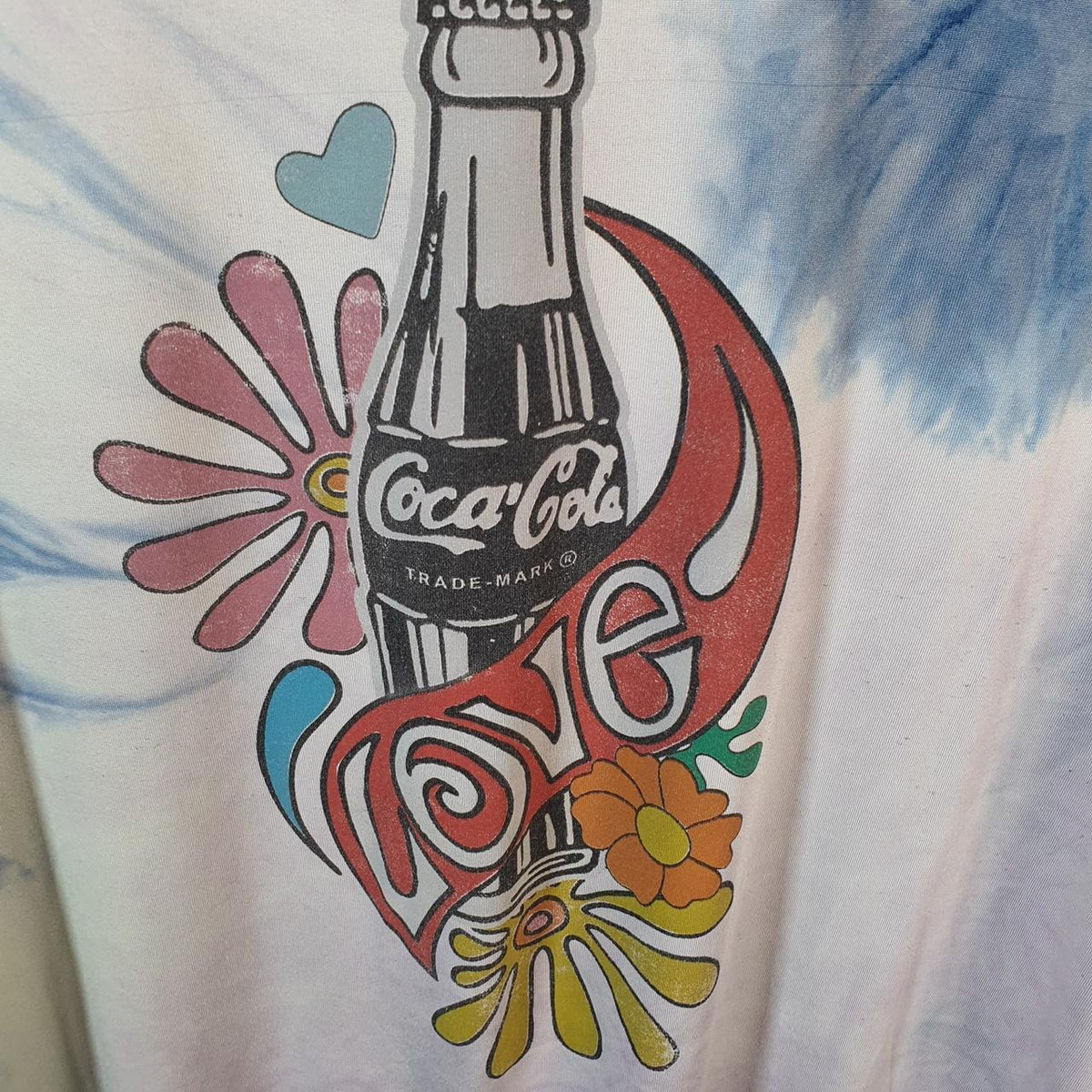 Vintage Coke Coca Cola 90s USA T Shirt Tie Dye Men’s Medium Graphic Spellout C9753