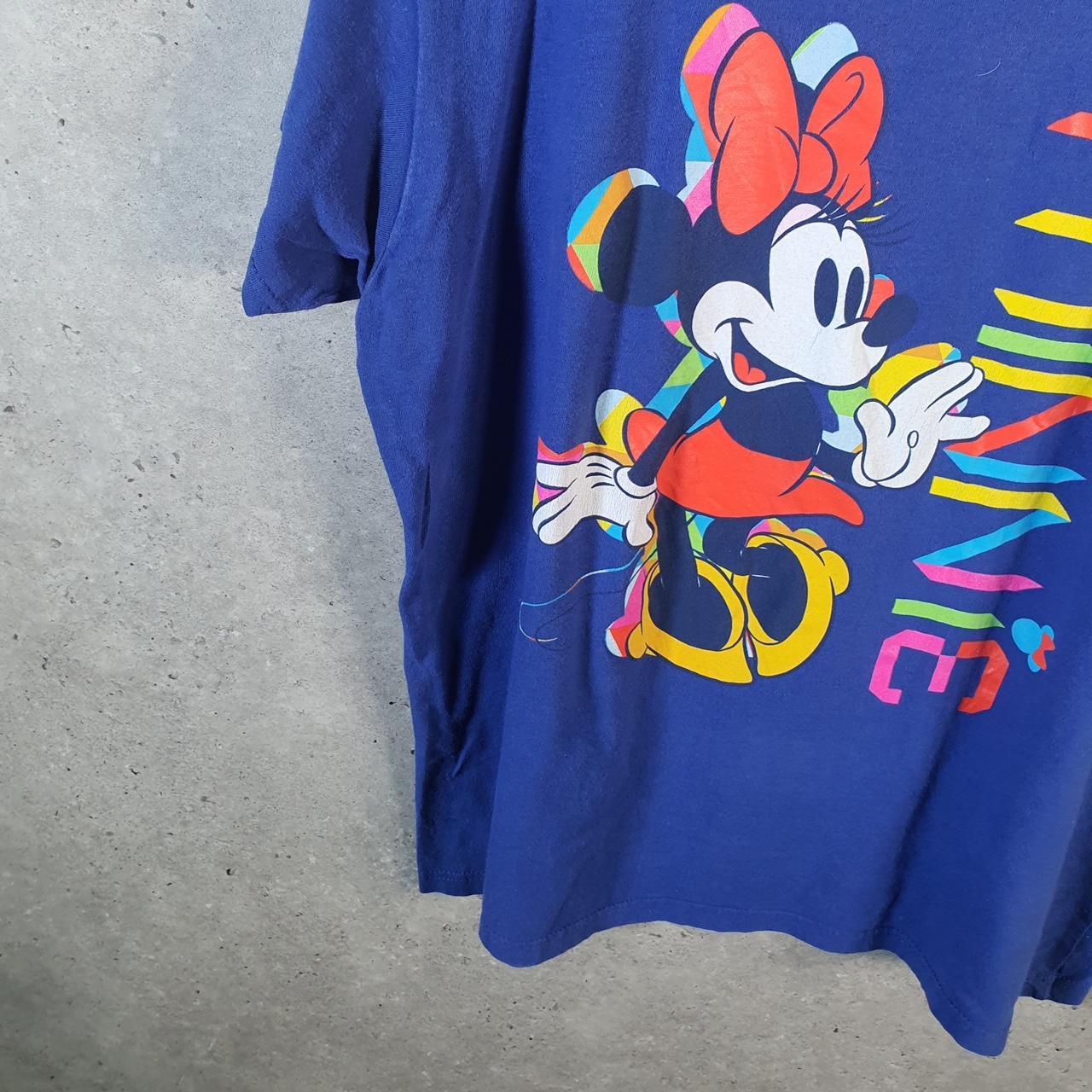 Vintage Disney Land Minnie Mouse T Shirt Womens 2XL Blue Spellout Graphic