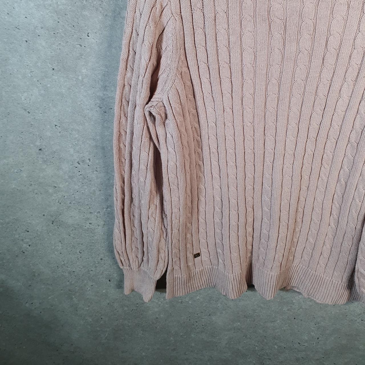 Vintage Ralph Lauren Polo Cable Knit Sweater Womens Large Pink Cotton Pullover