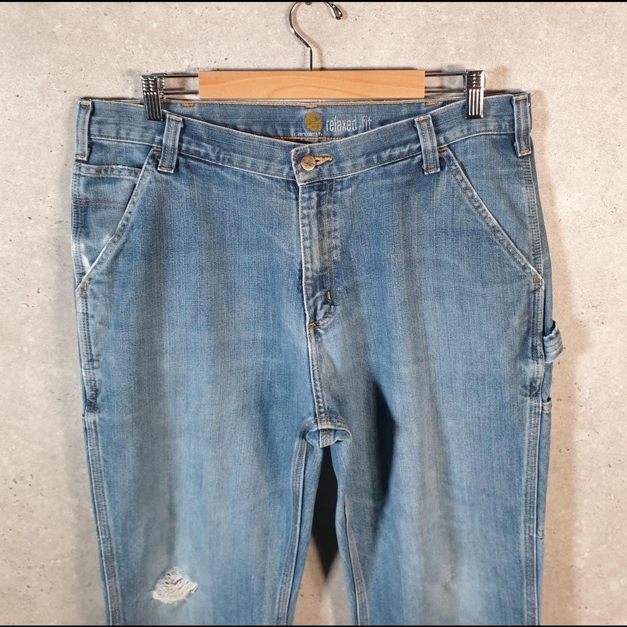 Vintage Carhartt Workwear Carpenter Jeans Mens W36 L30 Blue Denim Relaxed Fit USA