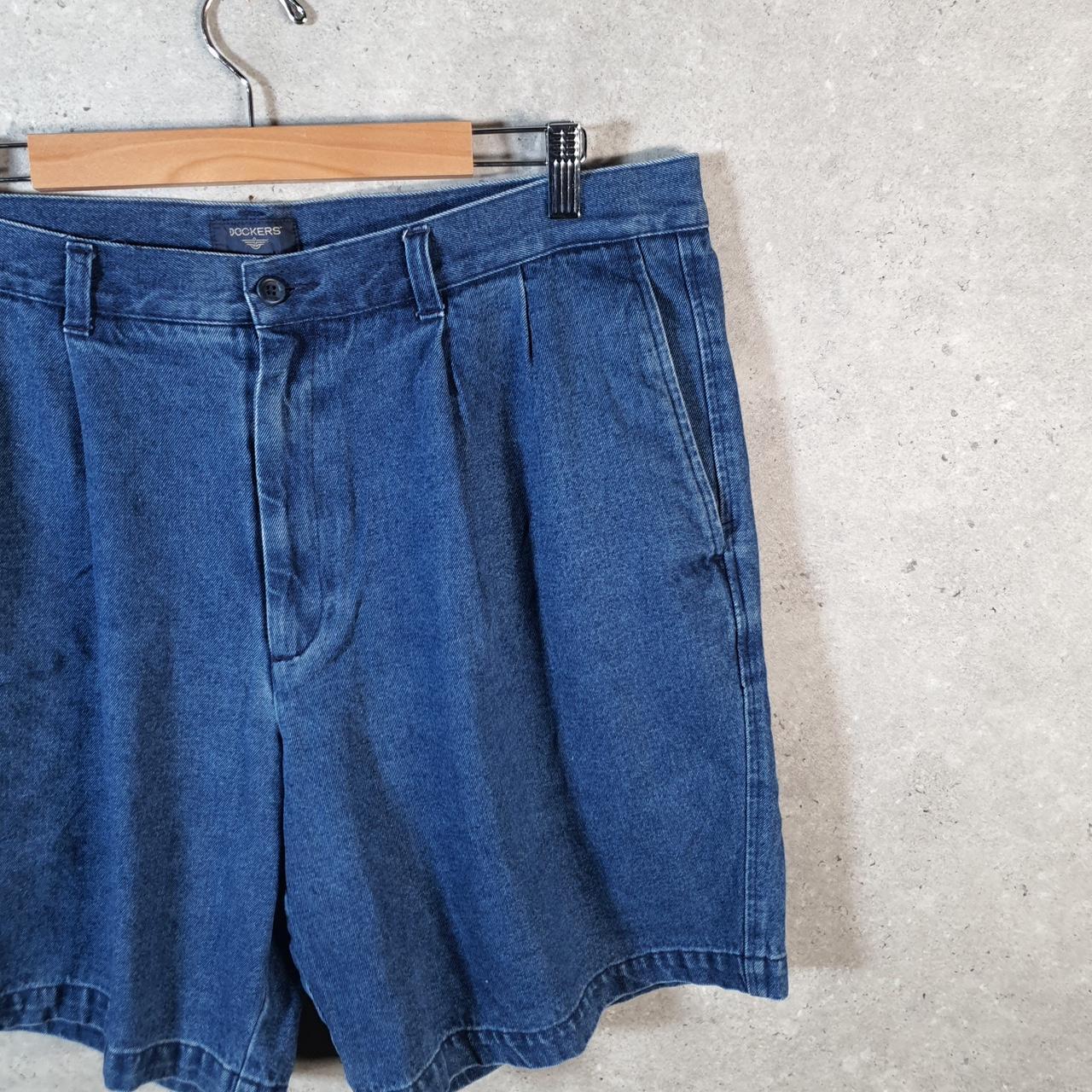 Vintage Dockers Baggy Shorts Jorts Cargo Mens W38 Blue Denim Relaxed Fit Cargo