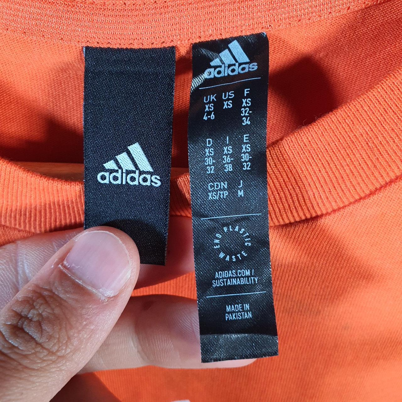 Vintage Adidas Spellout Retro T Shirt Womens XS Orange Logo Athletic