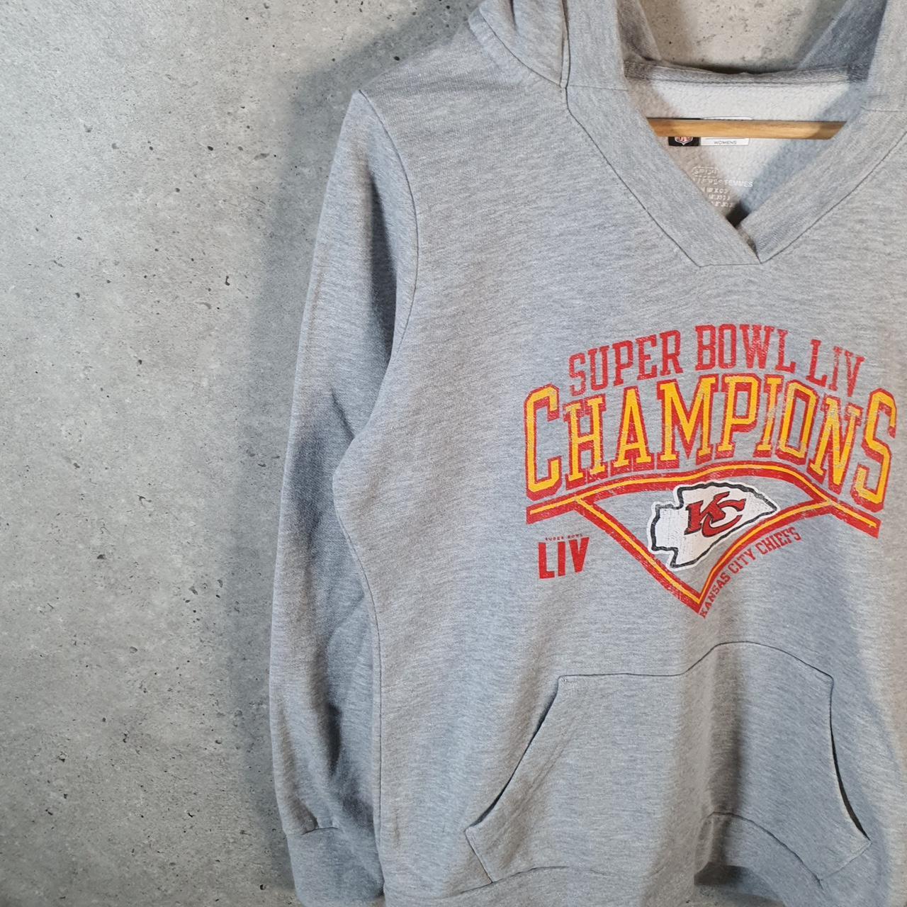 Vintage NFL Super Bowl Kansas City Chiefs Hoodie Womens S Grey Pullover USA Pro Sport