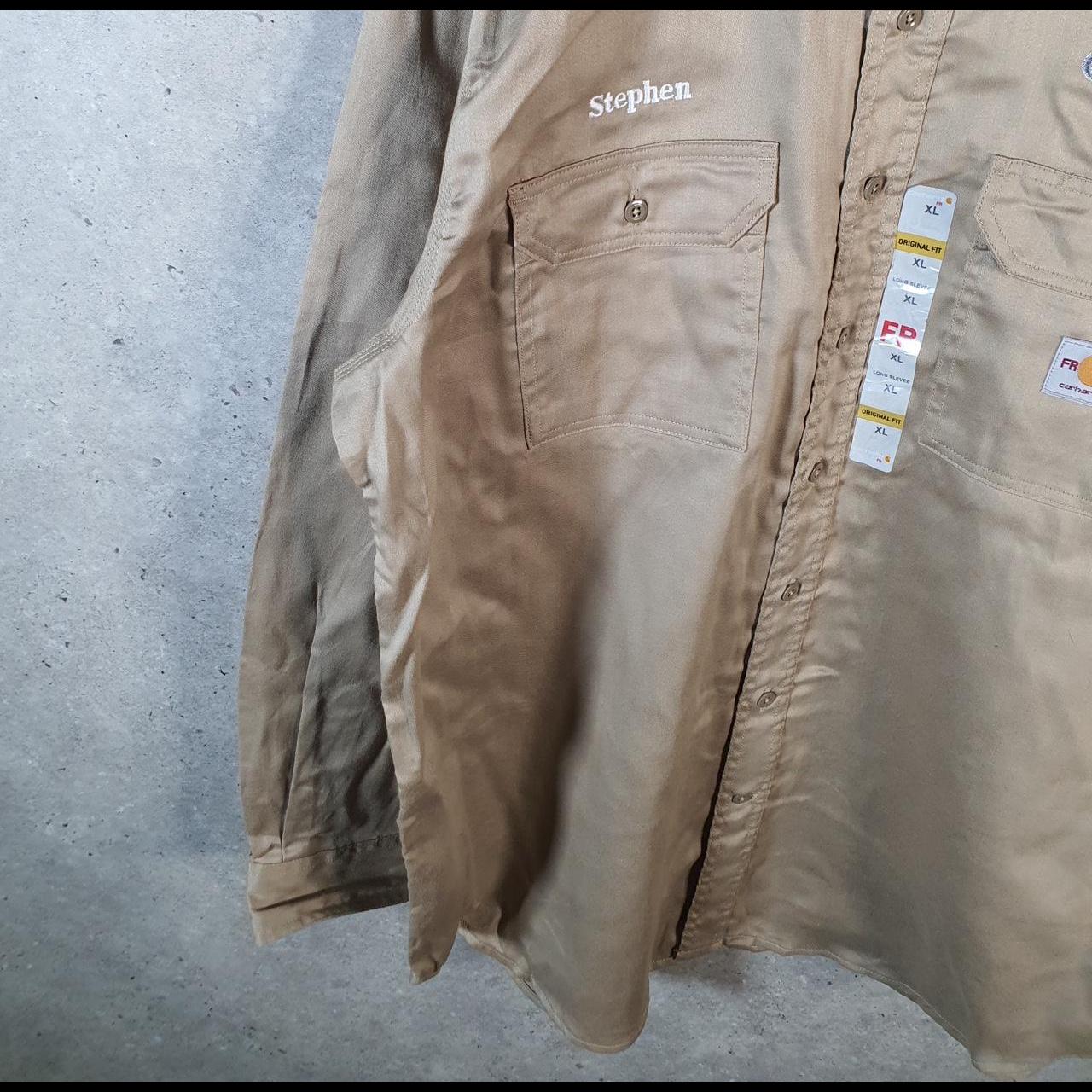 Vintage Carhartt FR Shirt Button Down Mens XL Brown Long Sleeve Utility Relaxed Fit