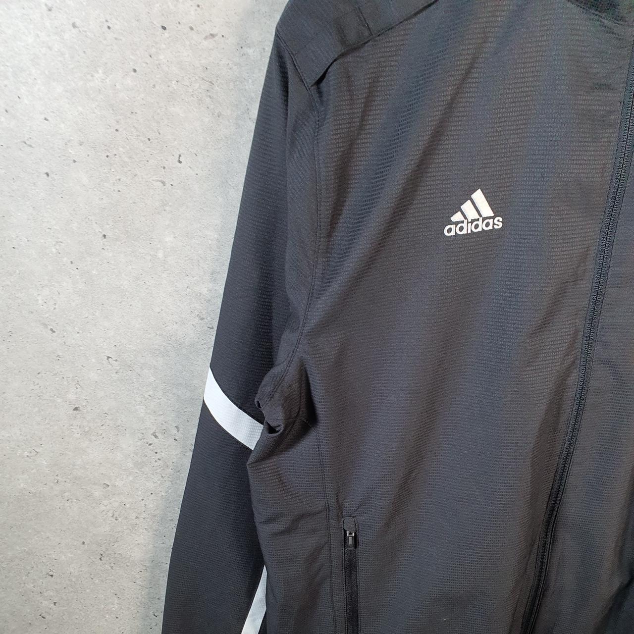 Vintage Adidas Windbreaker Track Jacket Mens Medium Black USA Three Stripes Full Zip