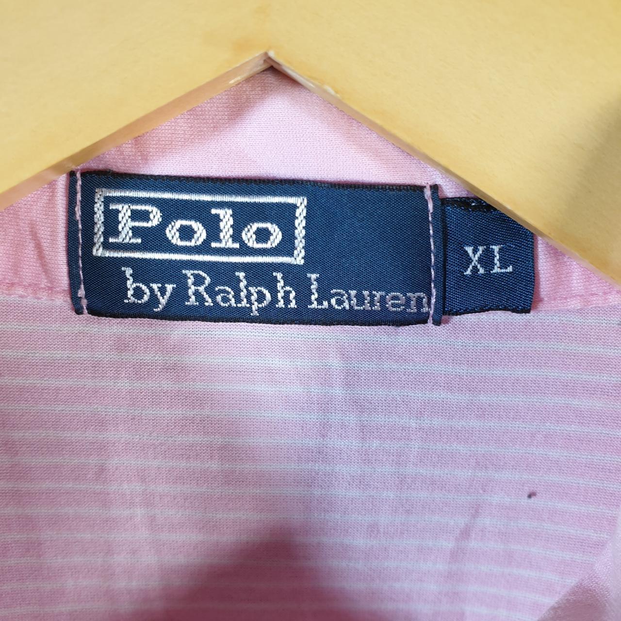 Vintage Ralph Lauren Polo Shirt Men’s XL Pink Striped Cotton Embroidered Pony