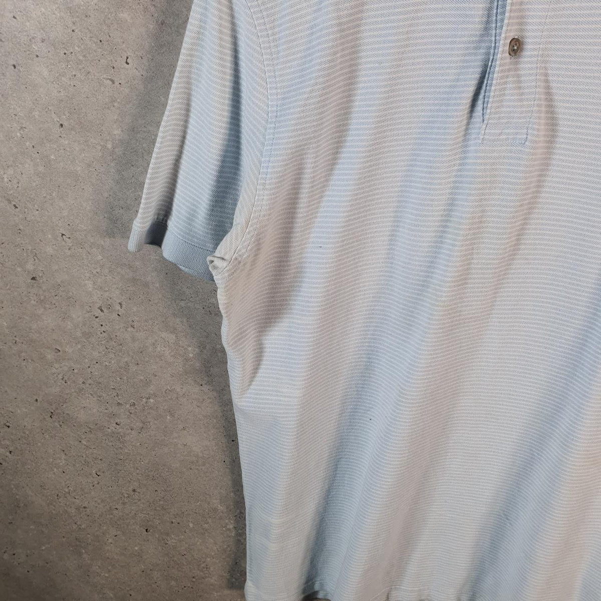 Vintage Nautica Polo Shirt Men’s Medium Striped Blue Regular Fit Embroidered Logo