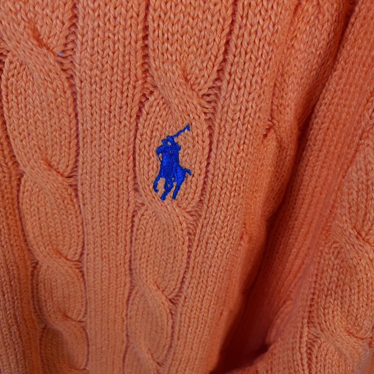 Vintage Ralph Lauren Polo Cable Knit Sweatshirt Men’s XL Orange Cotton Pullover Pony