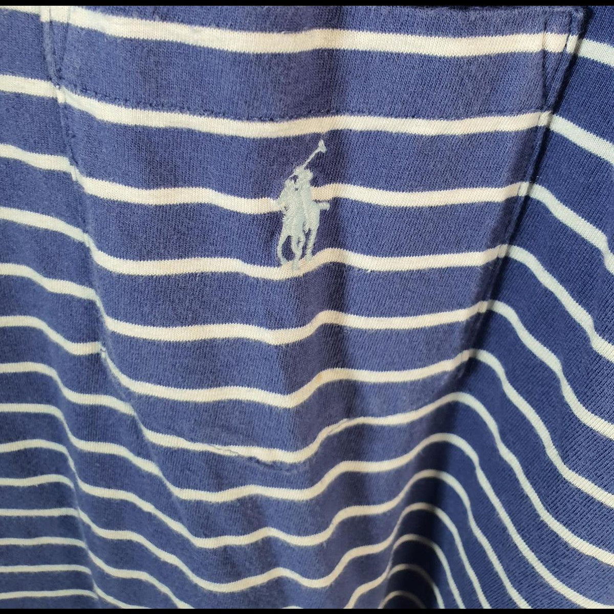 Vintage Ralph Lauren Polo T Shirt Men’s XL Blue Striped Embroidered Pony Classic Fit C9575