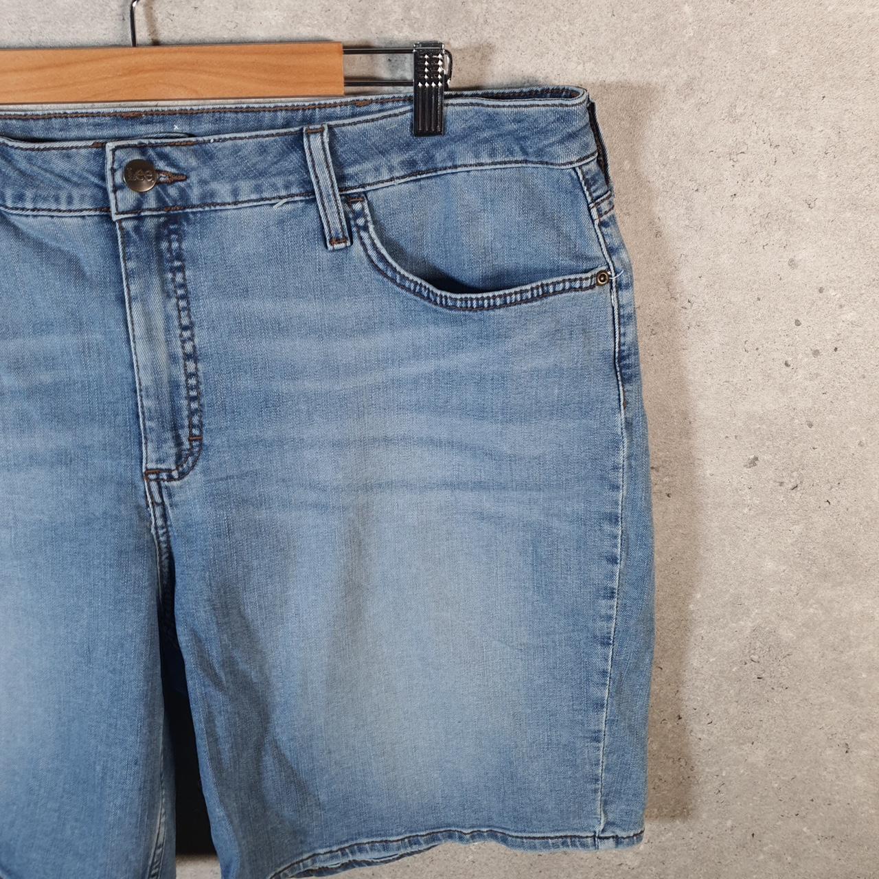 Vintage Lee Baggy Shorts Jorts Cargo Womens W40 Blue Denim Relaxed Cargo