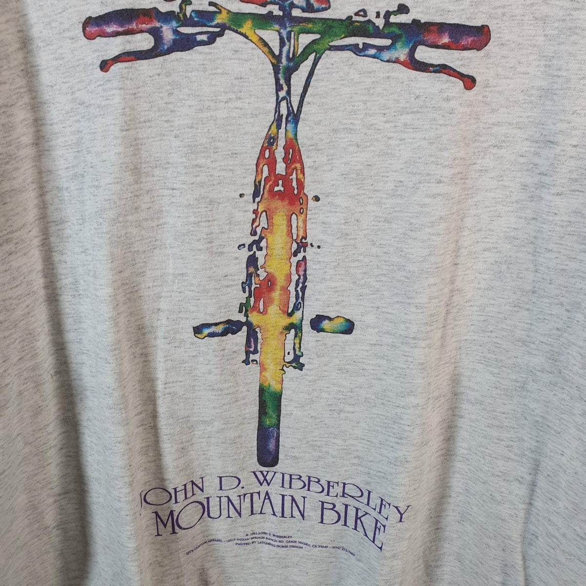 Vintage 1992 John D Wibberley Mountain Bike USA Single Stitch T Shirt Men’s Large Grey C7978