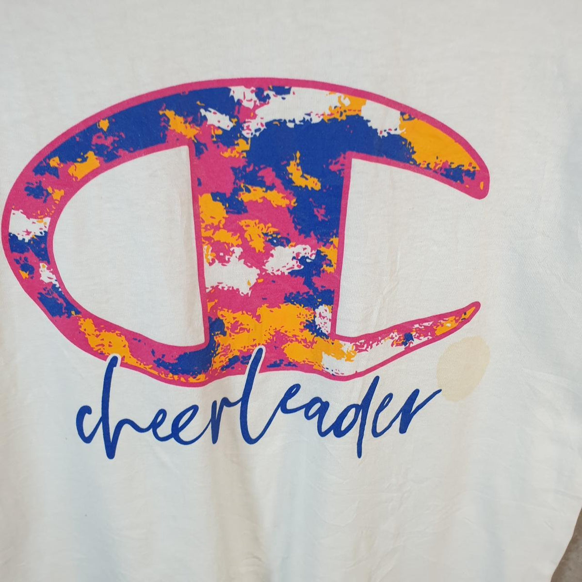 Vintage Champion Spellout T Shirt Youth Large White Spellout Casual Sports C9937