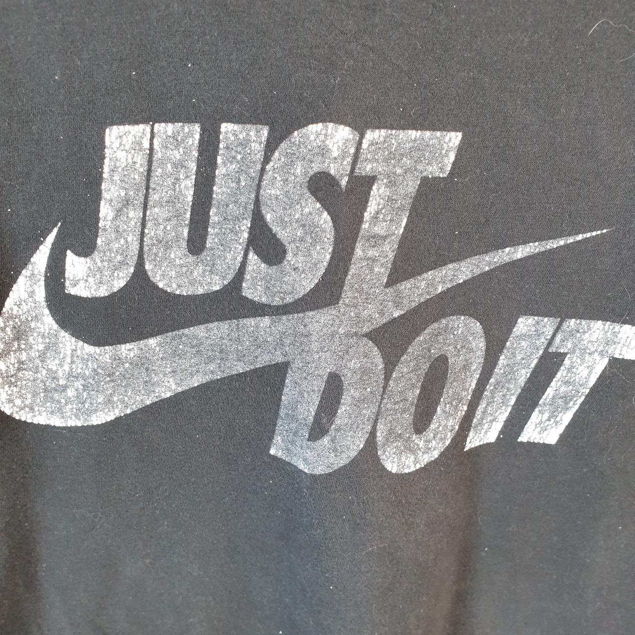 Vintage Nike Just Do It T Shirt Men’s Medium Black Printed Single Swoosh Logo Athletic C8296