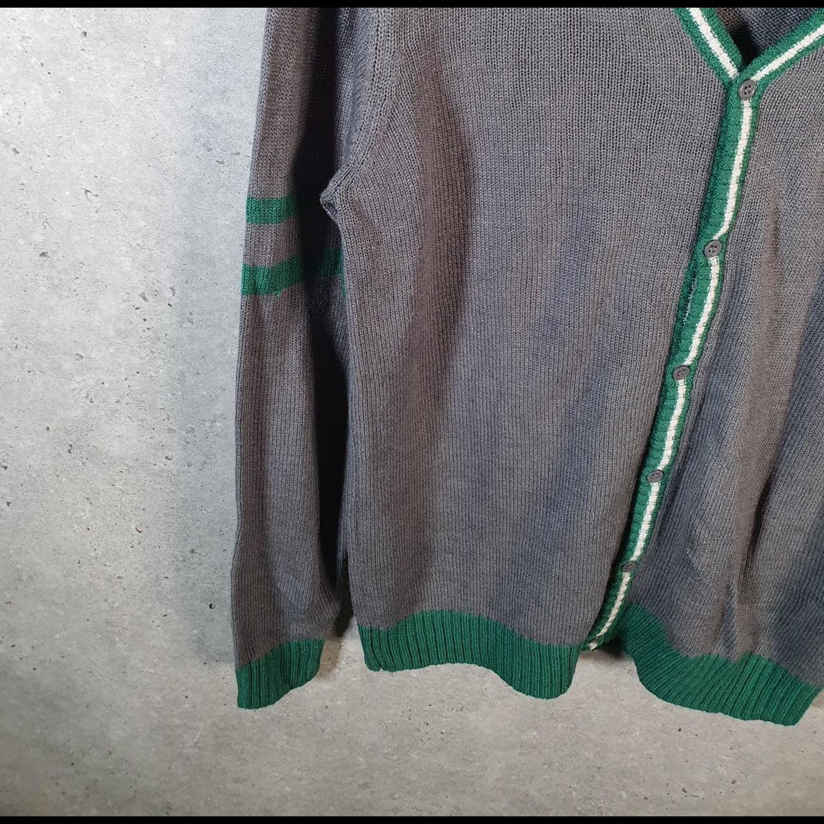 Vintage Harry Potter Knit Cardigan Sweater Mens Small Grey Embroidered Logo