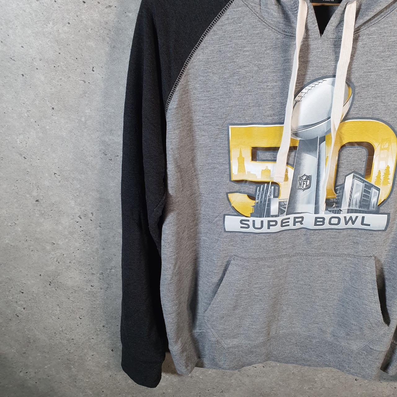 Vintage NFL Super Bowl 50 Hoodie Womens XL Grey Pullover USA Pro Sport