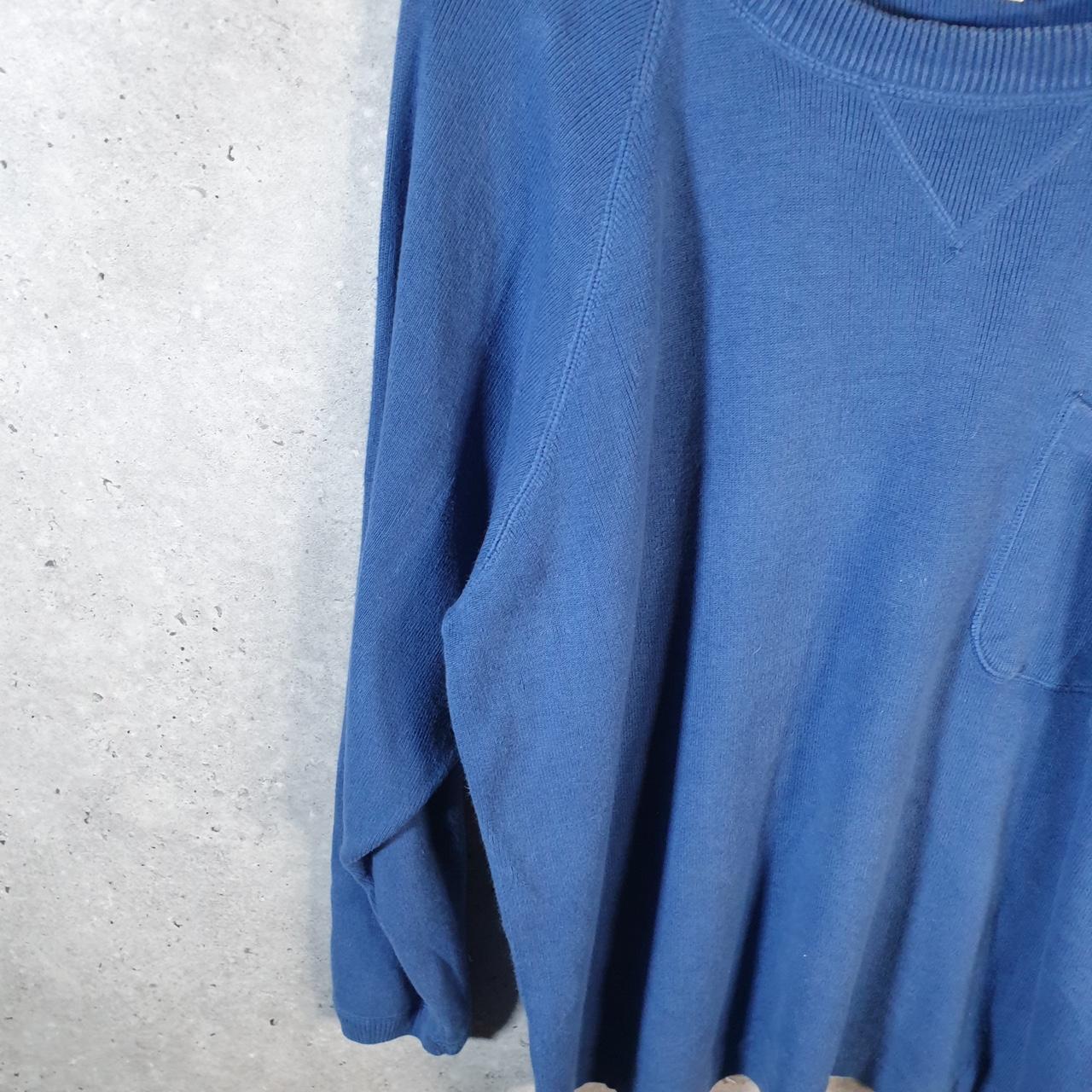 Vintage Eddie Bauer Knit Sweater Womens Medium Blue Y2K Pullover Pocket