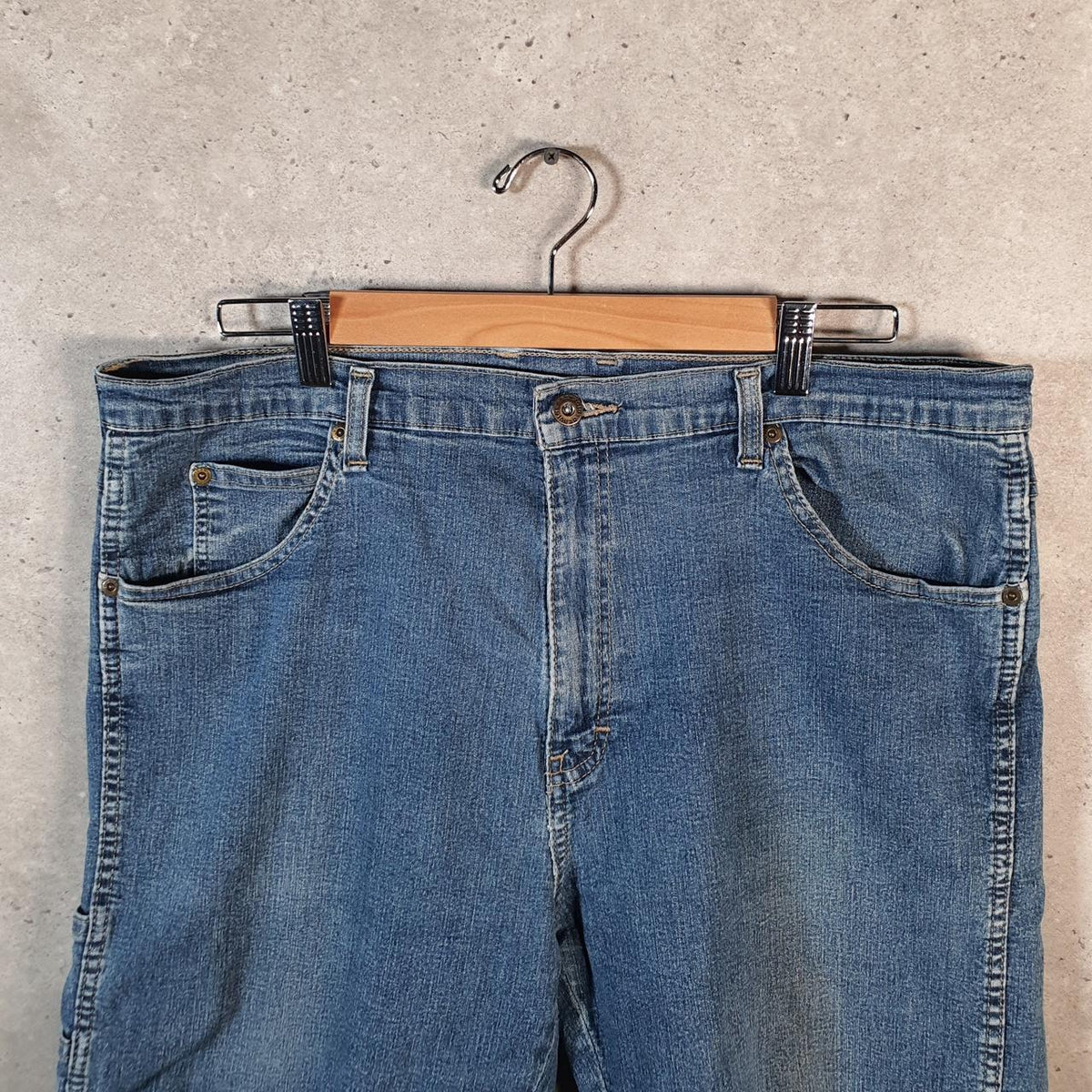 Vintage Dickies Carpenter Shorts Jorts Jeans Men’s W38 Blue Denim Relaxed Fit Baggy Workwear Big Fish Vintage