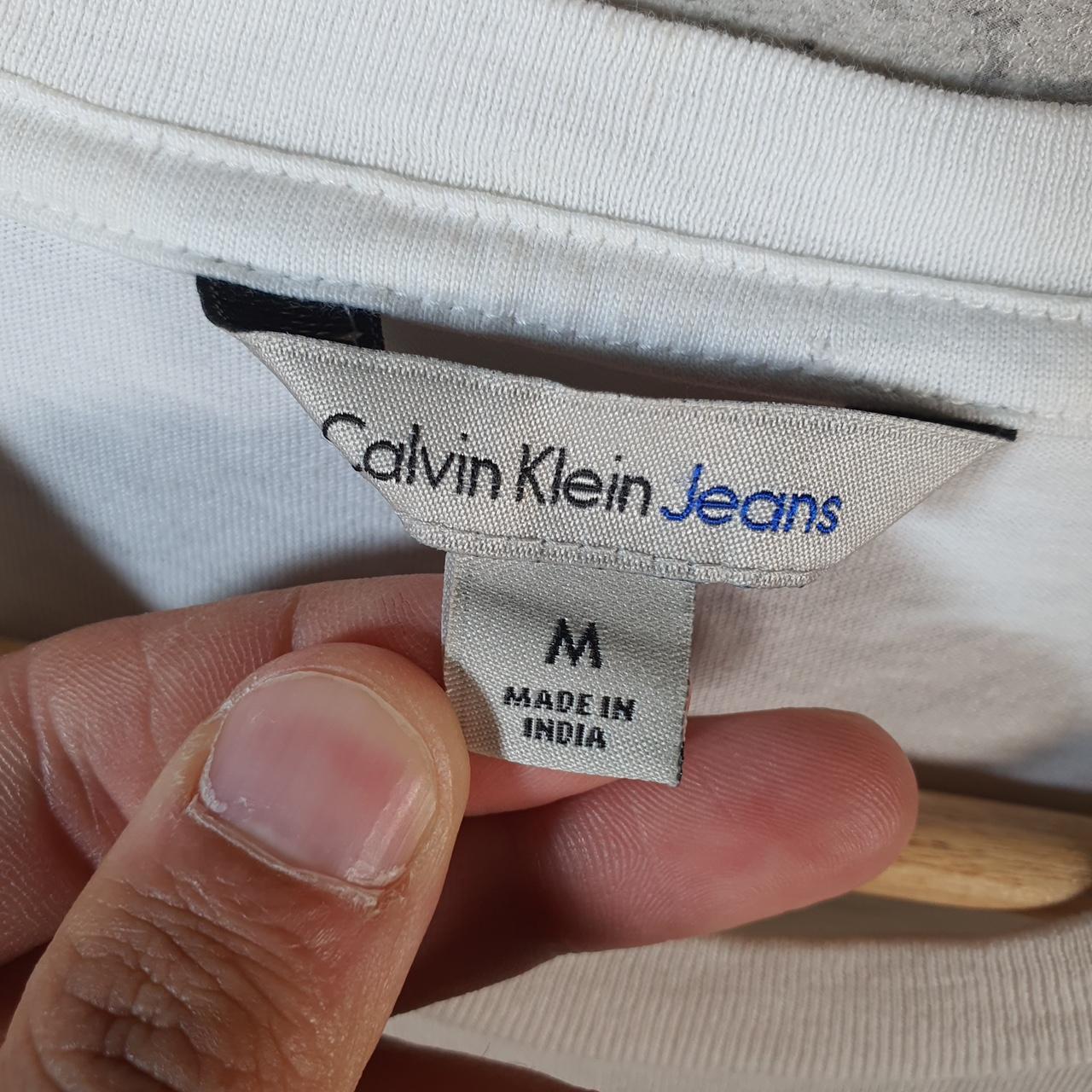 Vintage Calvin Klein Graphic Blank T Shirt Men’s Medium White Casual Sports