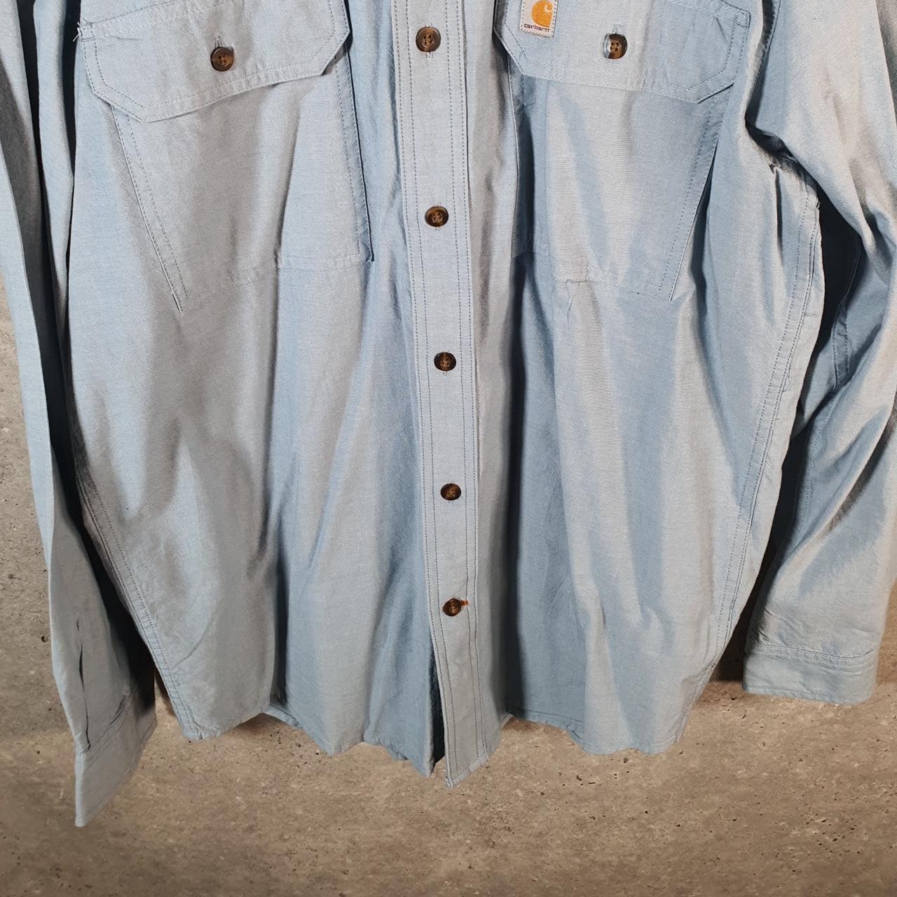 Vintage Carhartt Shirt Button Down Mens Medium Blue Long Sleeve Chore Utility Original - Big Fish Vintage