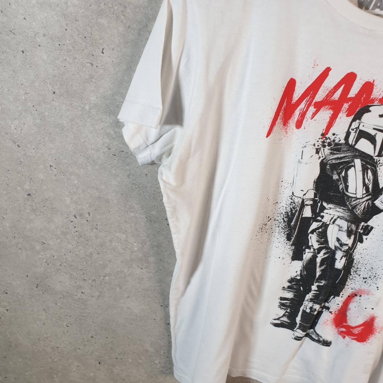 Vintage Star Wars Mando Mascara De Latex T Shirt Men’s Medium White Logo Graphic Spellout