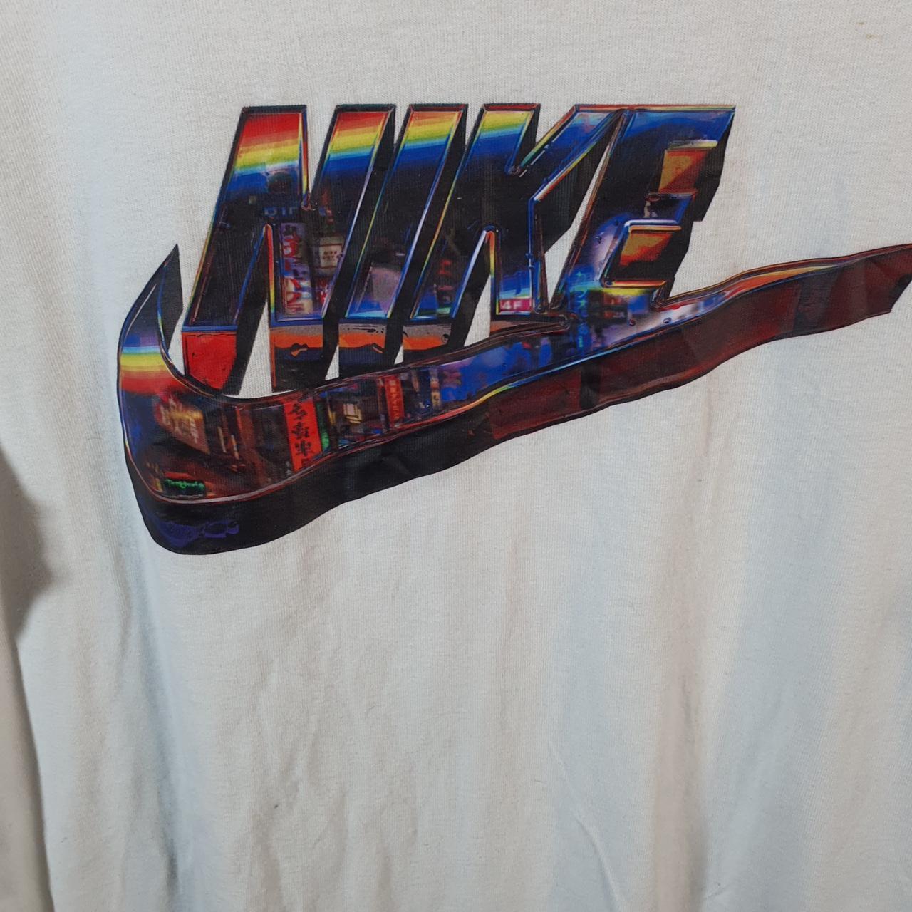Vintage Nike Club T Shirt Men’s Small White Printed Single Swoosh Logo Athletic Big Fish Vintage