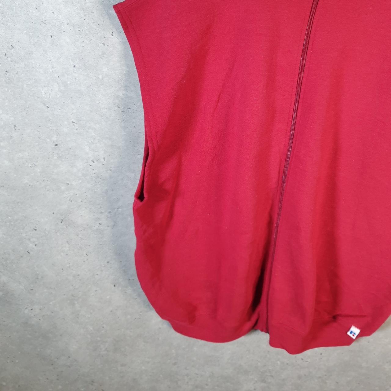 Vintage Russell Athletic Full Zip Blank Baggy Vest Sweatshirt Men’s 2XL Red