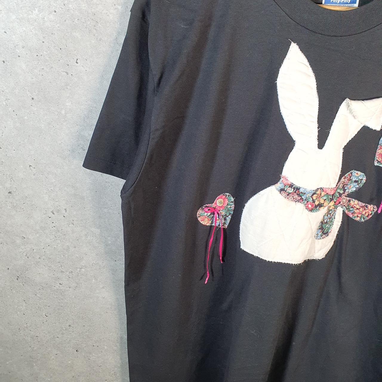 Vintage Hanes Bunny Love Heart 90s USA Single Stitch T Shirt Men’s XL Black