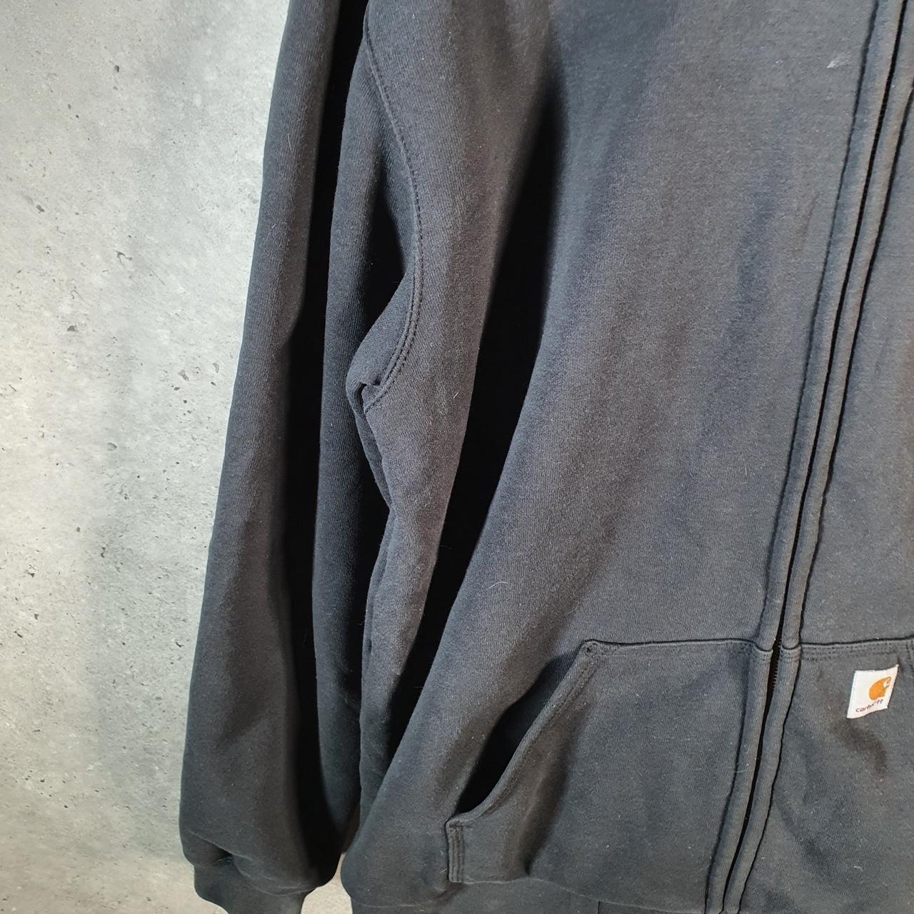 Vintage Carhartt Active Hoodie Men’s Large Tall Black Full Zip Pullover Blank USA Loose Fit