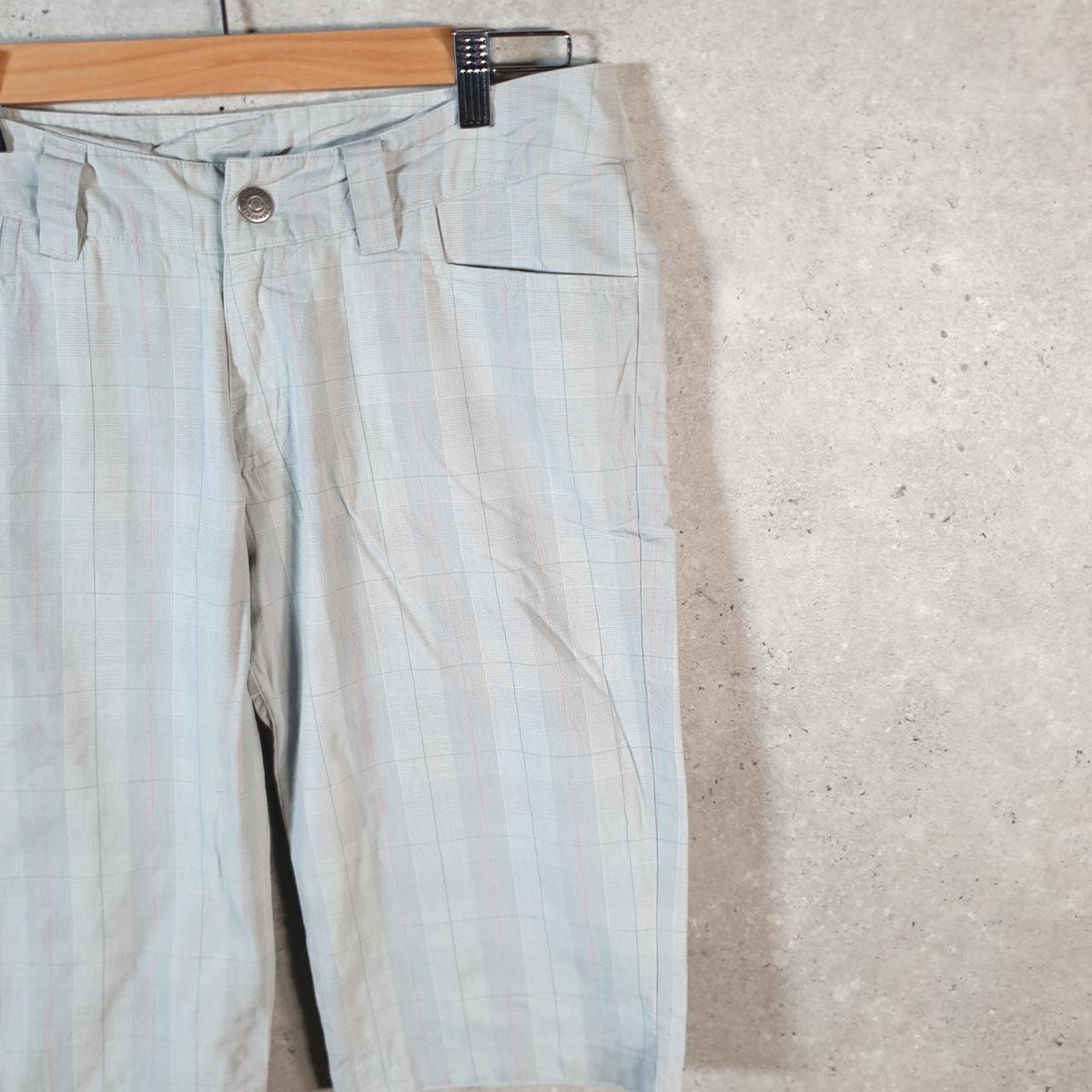 Vintage Patagonia Baggies Shorts Jorts Cargo Womens W32 Blue Checkered Fishing Hiking A4784
