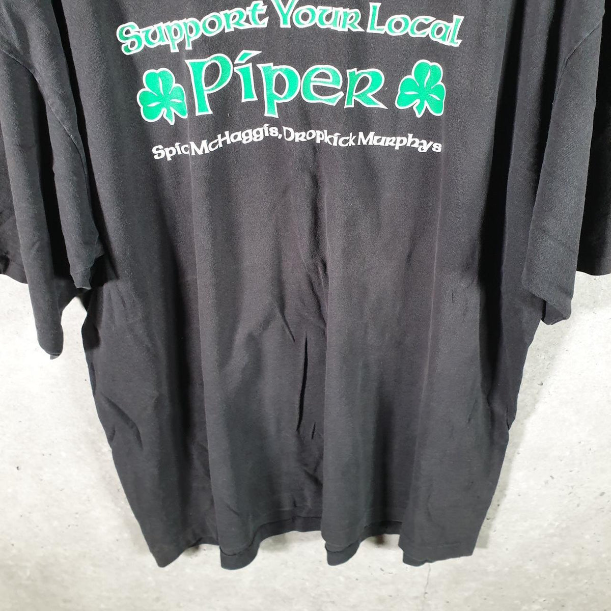 Vintage Piper Irish Clove Graphic USA Single Stitch T Shirt Men’s Large Black Big Fish Vintage