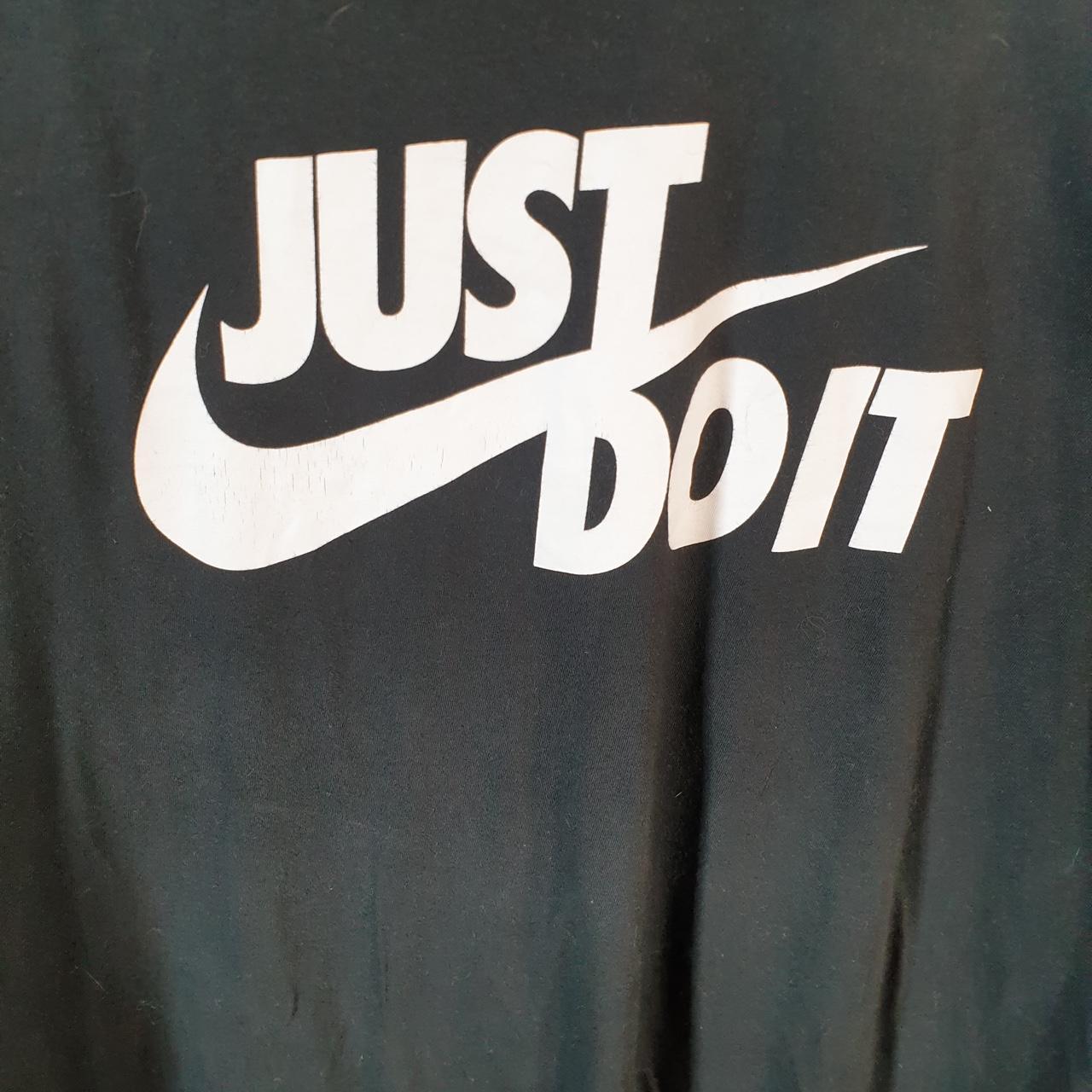 Vintage Nike Just Do It T Shirt Men’s Large Black Printed Single Swoosh Logo Athletic C8257