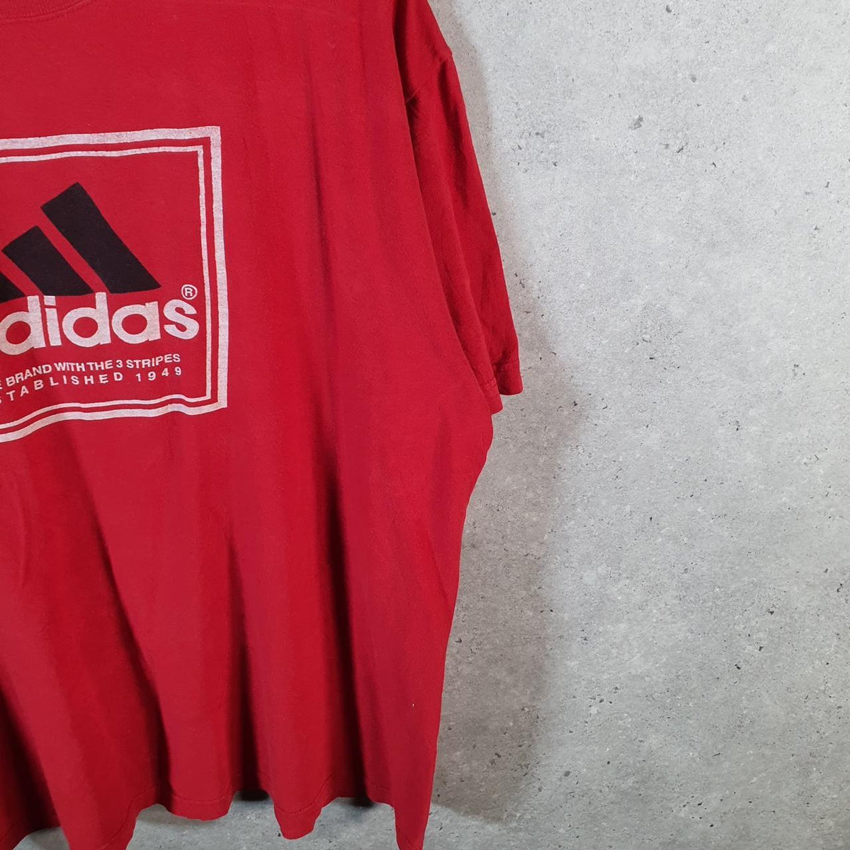Vintage Adidas Spellout T Shirt Men’s XL Red Three Stripes Logo Athletic