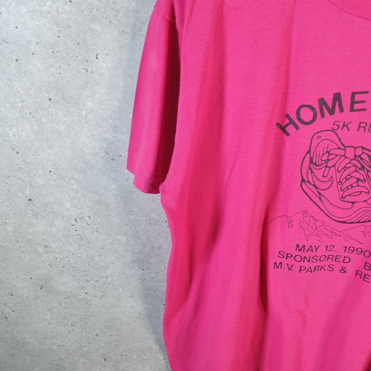 Vintage Jerzees Home Lake 5K Run 1990 USA Single Stitch T Shirt Men’s XL Pink