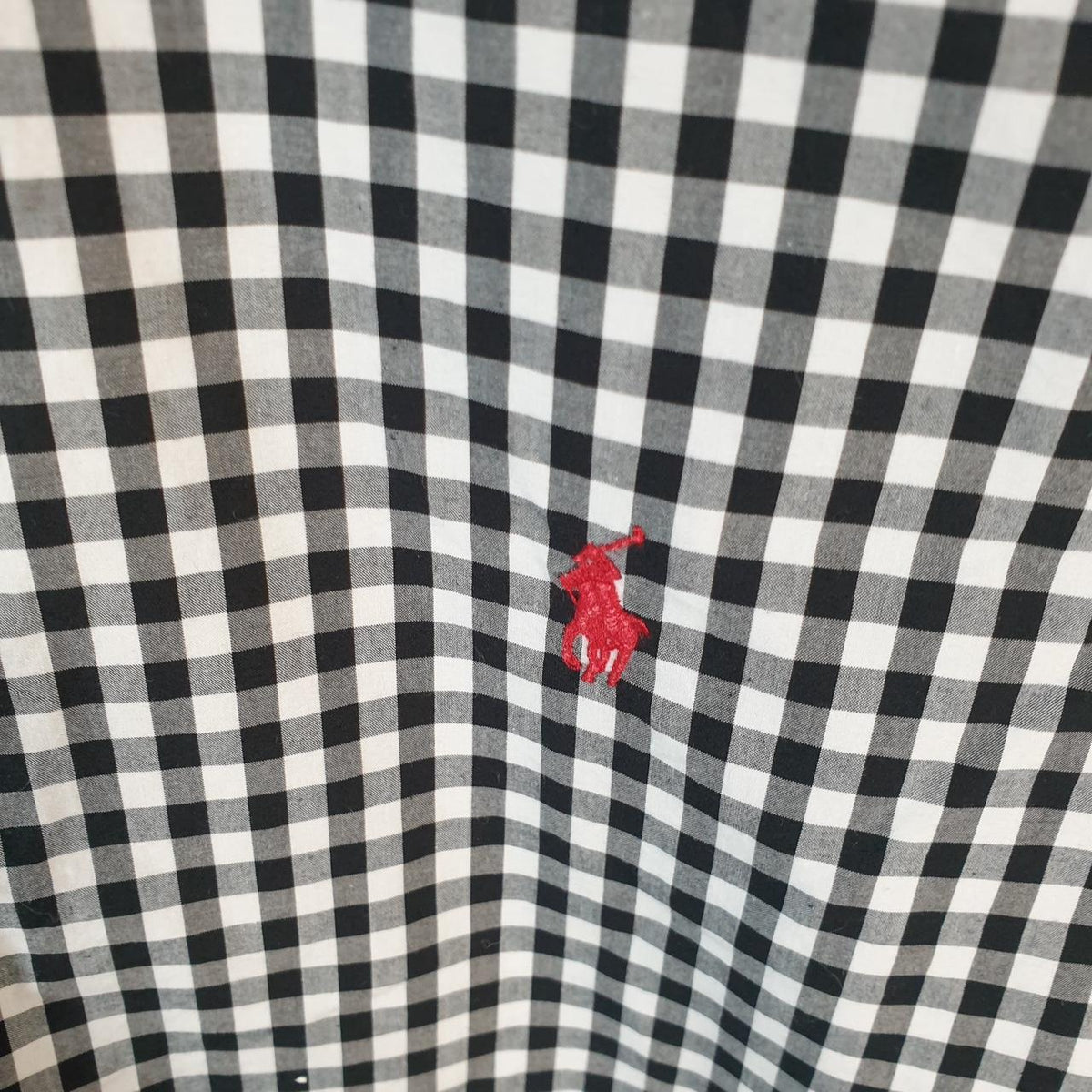 Vintage Ralph Lauren Button Down Shirt Men’s XL Grey Checkered Custom Fit Pony Cotton Big Fish Vintage
