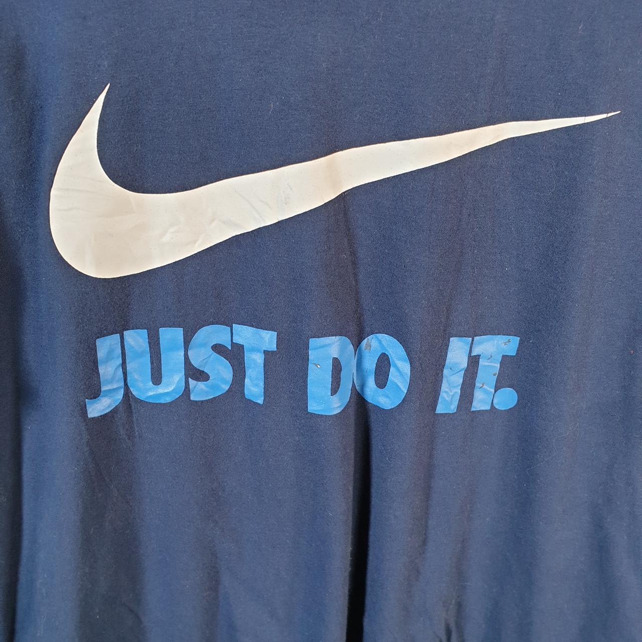 Vintage Nike T Shirt Men’s XL Blue Printed Single Swoosh Logo Athletic C8276