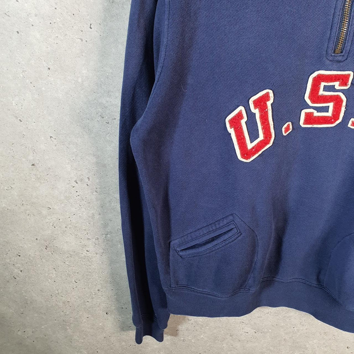 Vintage Ralph Lauren Polo Sweatshirt 2016 Olympics USA Women’s Large Navy Blue 1/4 Zip Pony