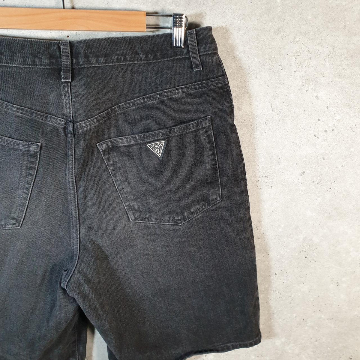 Vintage Guess Denim Shorts Jorts Cargo Men’s W34 Black Baggy Cotton
