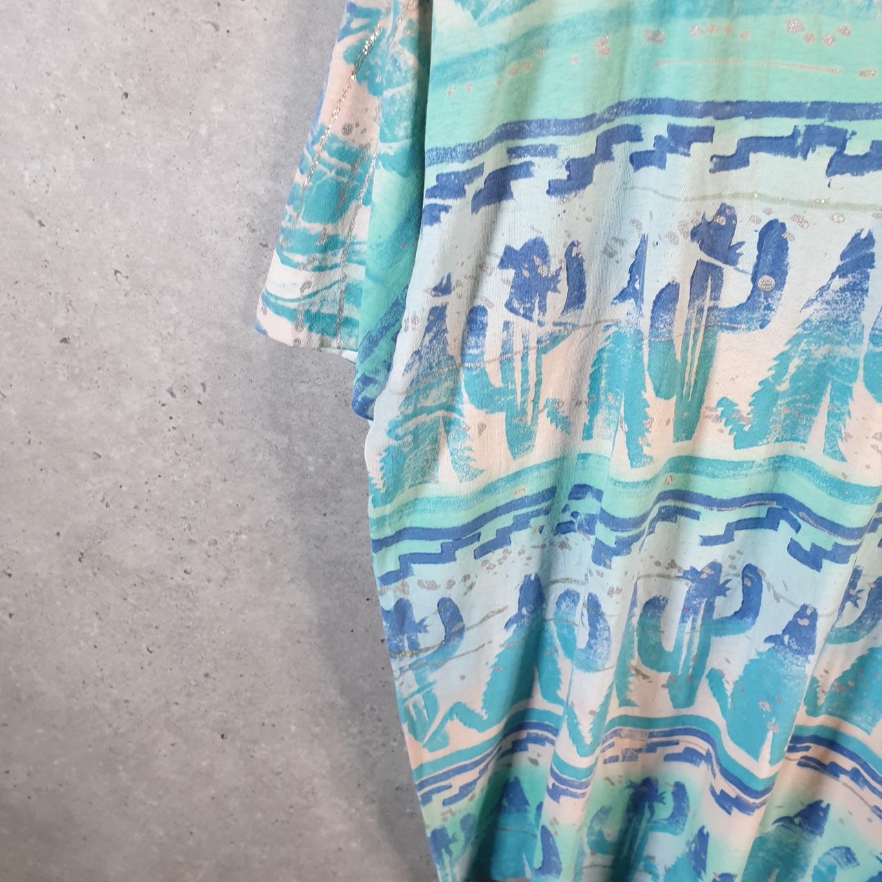 Vintage EZL Cactus Graphic Single Stitch 90s USA Single Stitch T Shirt Men’s Large Blue