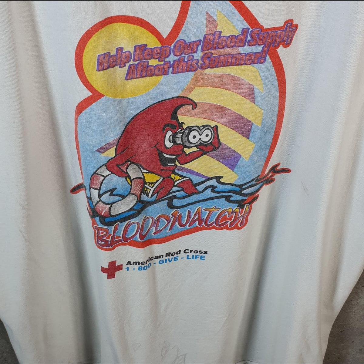 Vintage AllSport Blood Watch Red Cross USA 90s Single Stitch T Shirt Men’s XL White