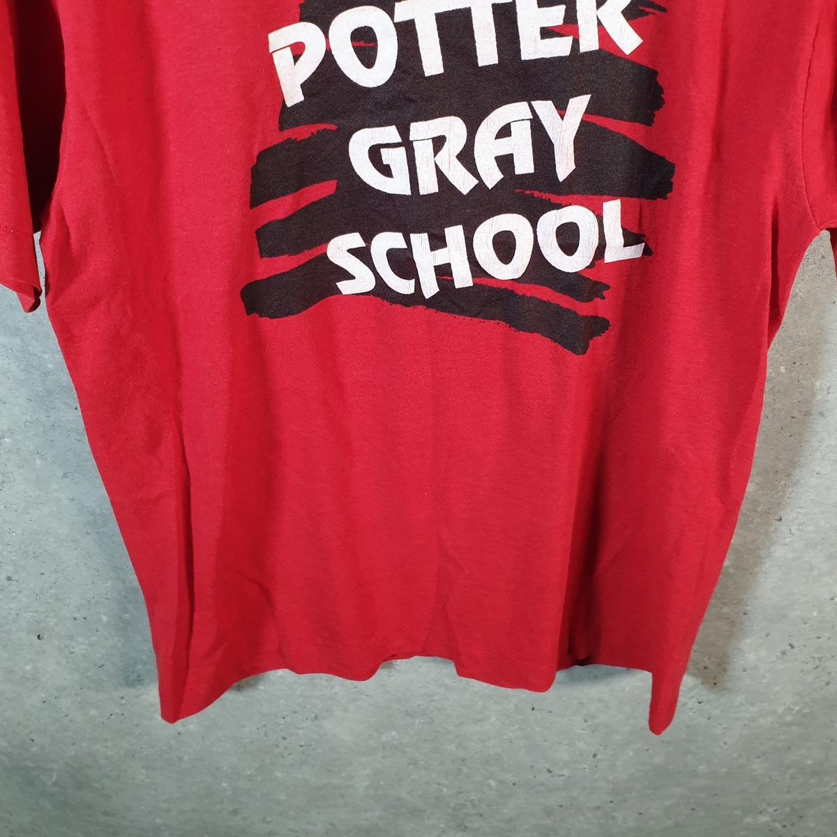 Vintage Best Fruit of the Loom Potter Gray School USA Single Stitch T Shirt Men’s Large Red 3