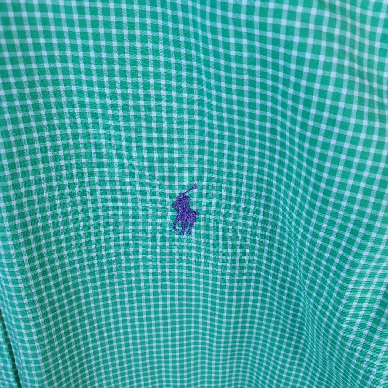 Vintage Ralph Lauren Button Down Shirt Men’s Medium Green Checkered Classic Fit Cotton Pony