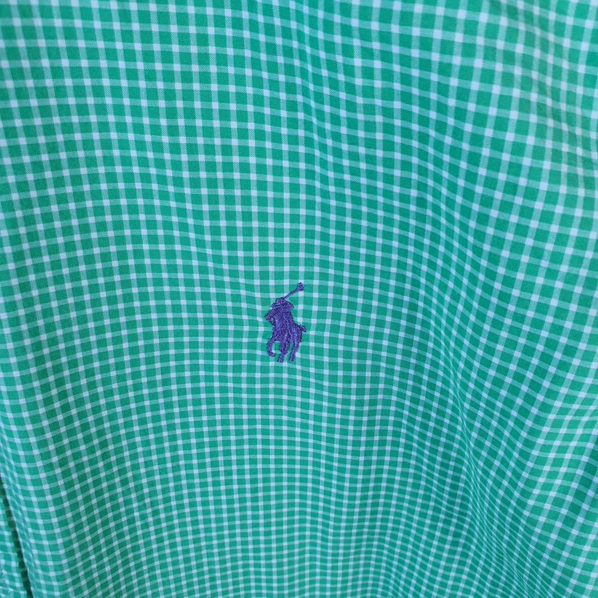 Vintage Ralph Lauren Button Down Shirt Men’s Medium Green Checkered Classic Fit Cotton Pony